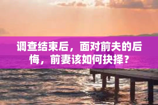 调查结束后，面对前夫的后悔，前妻该如何抉择？