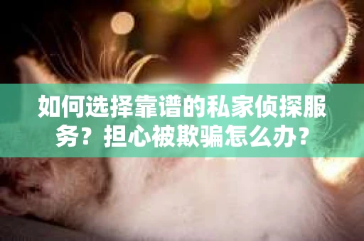 如何选择靠谱的私家侦探服务？担心被欺骗怎么办？